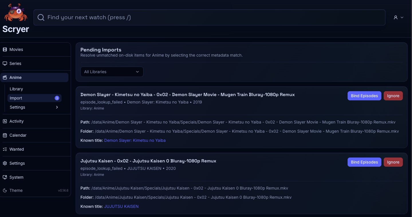 Screenshot of the Series Import queue showing import rows awaiting review